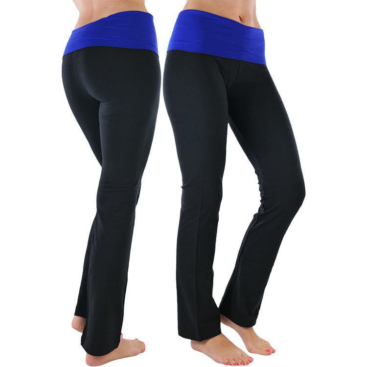Women's Elastic Exercise Sweatpants w/Fold-Over Waistband