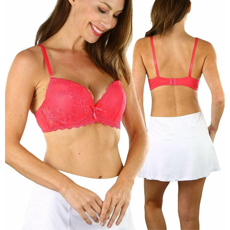 ToBeInStyle Women's Pack of 6 Floral Lace Overlaid Bras with Scalloped Lace Trim