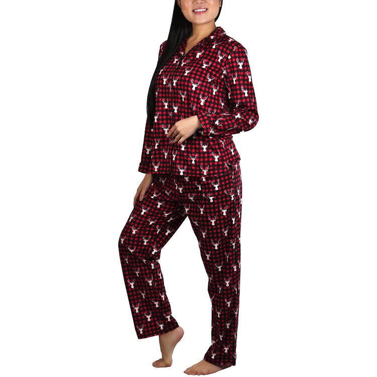 Women's Flannel Pajama Set with Matching Top and Bottom