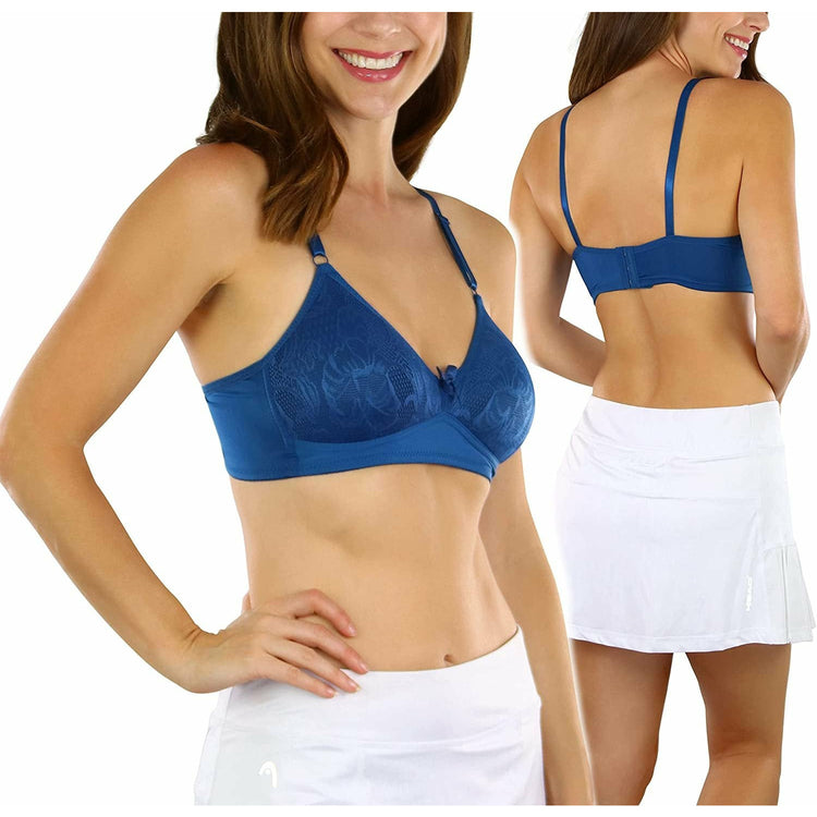ToBeInStyle Women's Pack of 6 Padded Underwire Leafy Patterned Wild Berry Bras
