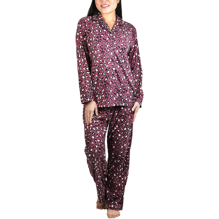 Women's Flannel Pajama Set with Matching Top and Bottom