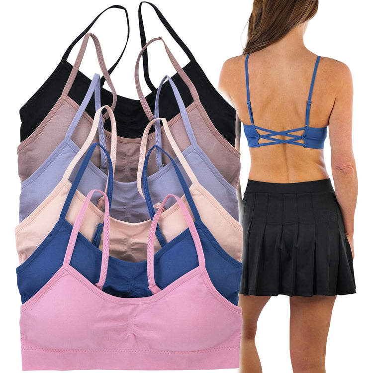 Women's Pack of 6 Strappy Cross Back Bras