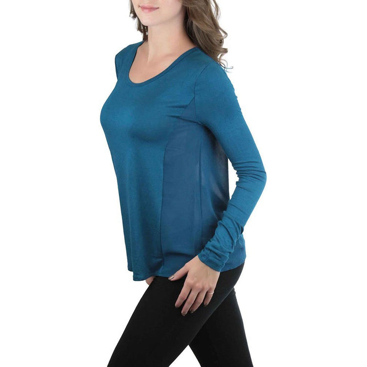 Women's L.S. Knit With Sheering Back Neck Detail