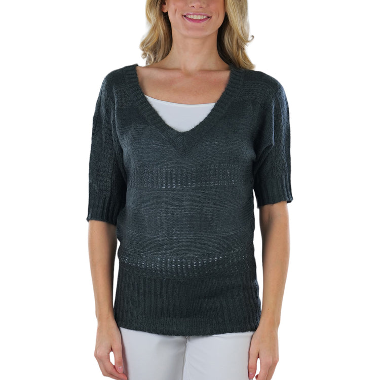 Women's Soft Knit V-Neck Sweater Warm Knit Tunic