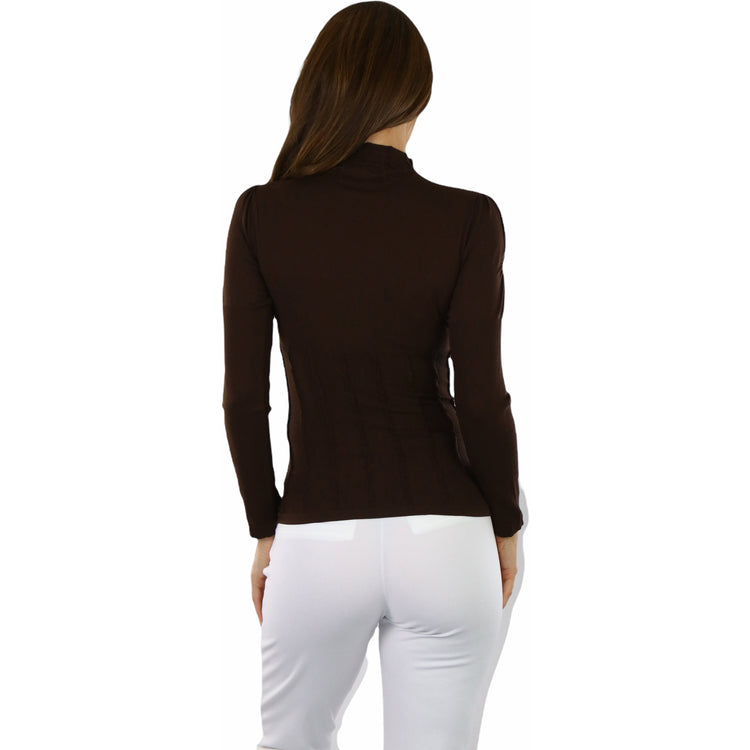 Women’s Seamless Textured Long Sleeve Turtleneck Blouse