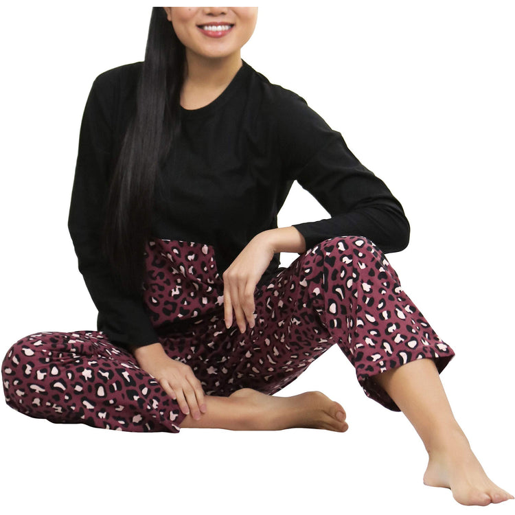 Women's Matching Pajama Set with Kangaroo Pocket Top and Flannel Pants