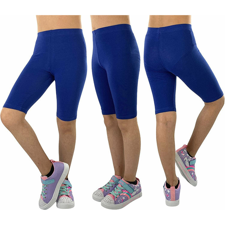 Girls' Pack of 6 Cotton-Spandex Blend Stretch Waistband Above the Knee Shorts