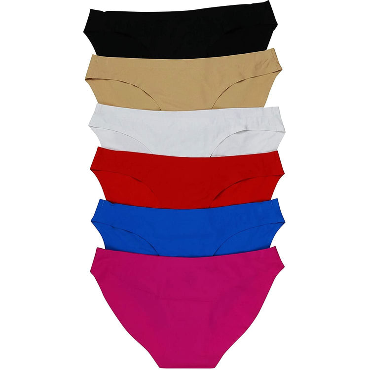 ToBeInStyle Womenโs Pack of 6 Comfortable No Panty Line Laser Cut Boyshorts