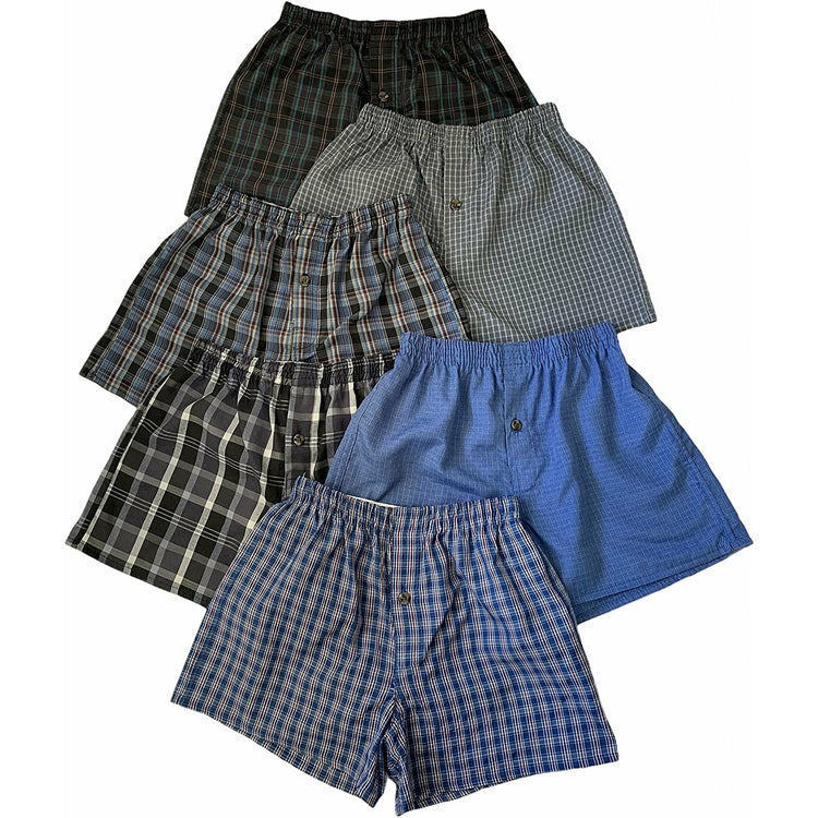 Boys' 6 Pack Cotton-Blend Tartan Patterned Boxer Shorts