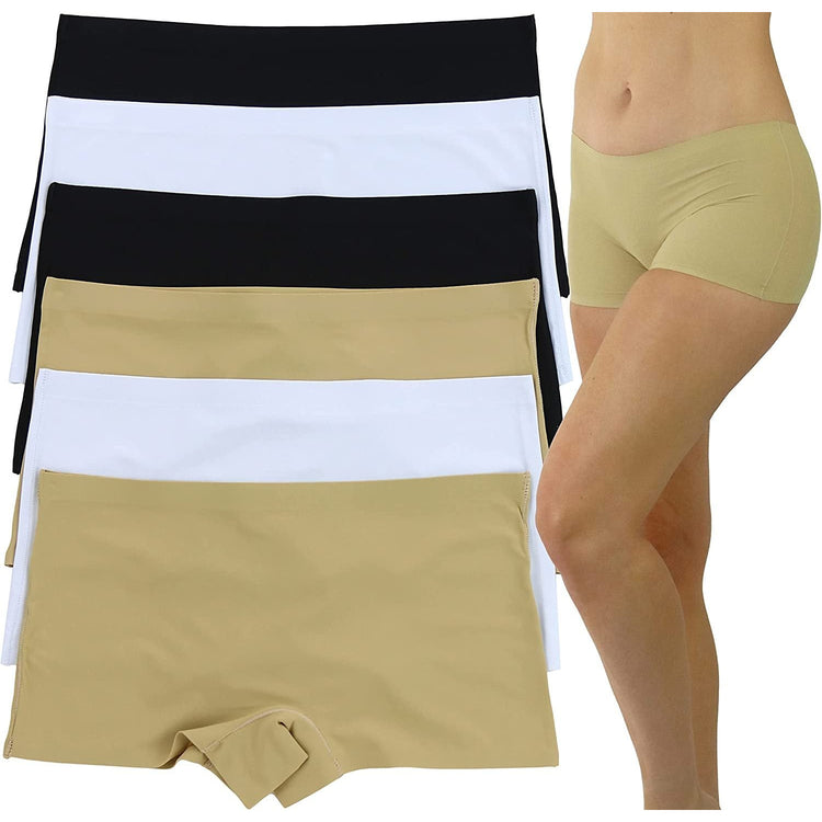 ToBeInStyle Womenโs Pack of 6 Comfortable No Panty Line Laser Cut Boyshorts