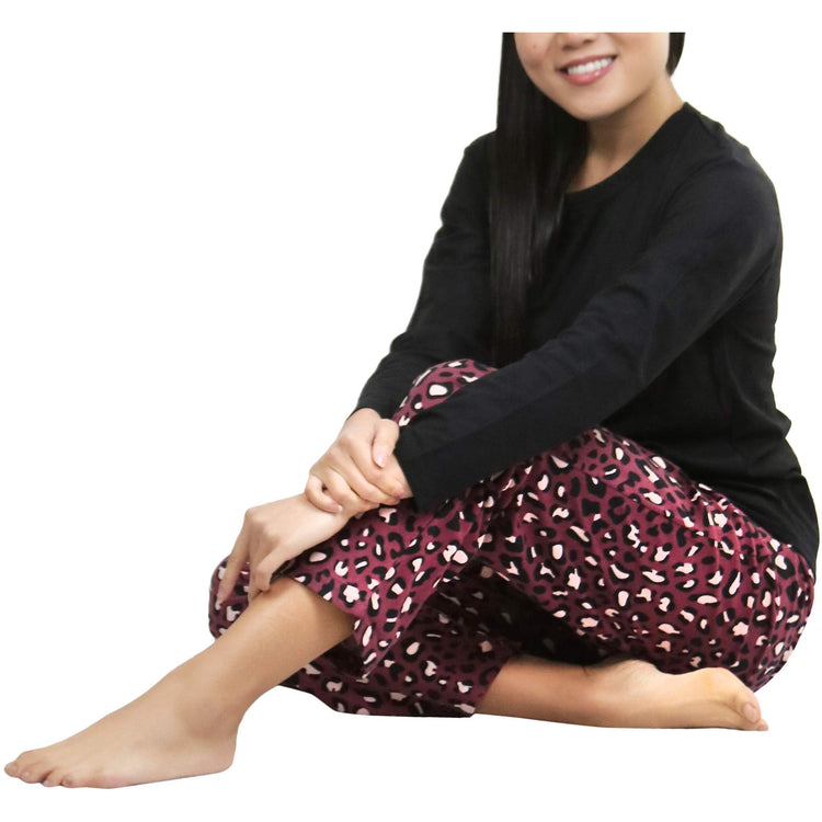 Women's Matching Pajama Set with Kangaroo Pocket Top and Flannel Pants