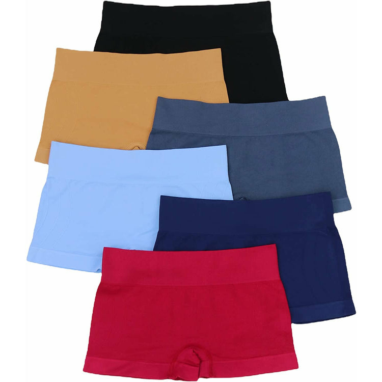 ToBeInStyle Women's Pack of 6 Stretch Microfiber Cheeky Boyshort Panties