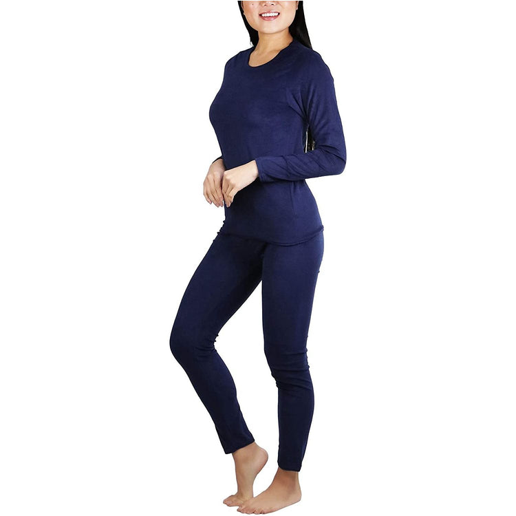 Women's Soft Velvet Long Sleeve Top and Bottom Thermal Set