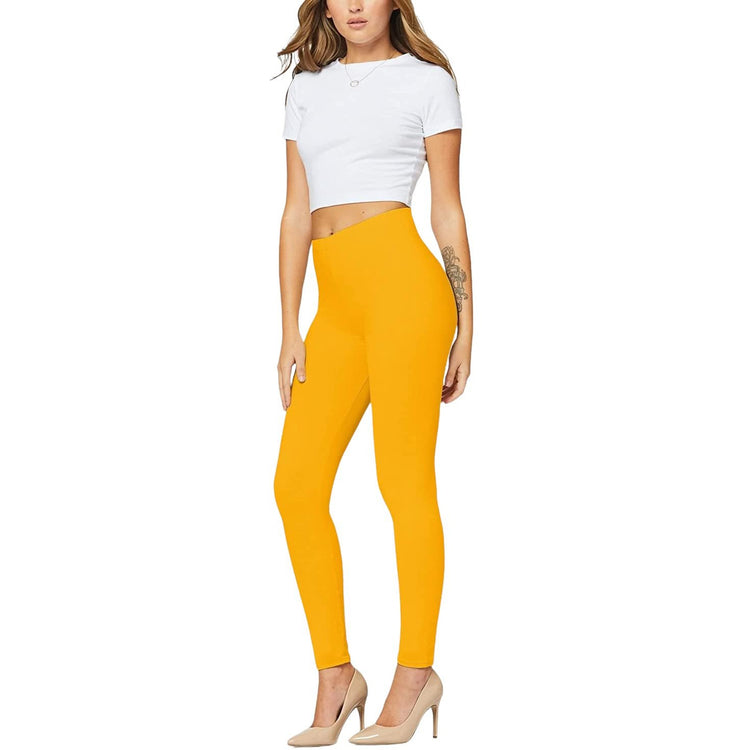 Women's Soft Knit Yoga Cotton Skinny Fit Full Length Leggings