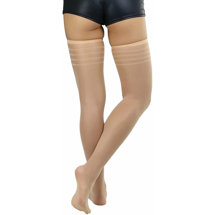 ToBeInStyle Women’s Pack of 6 Top Stripe Band Sheer Thigh High Stockings