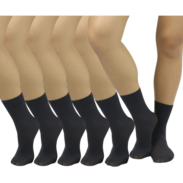 Women's Pack of 6 Solid Colored Trouser Ankle Socks