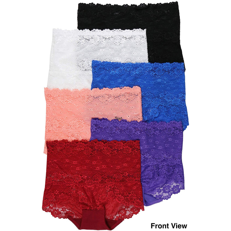 Women's 6 Pack Dressed with Elegant Lace High Brief Panties