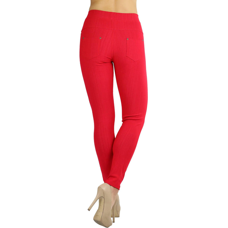 Women's Denim Like Skinny Fit Stretch Jeggings Pants