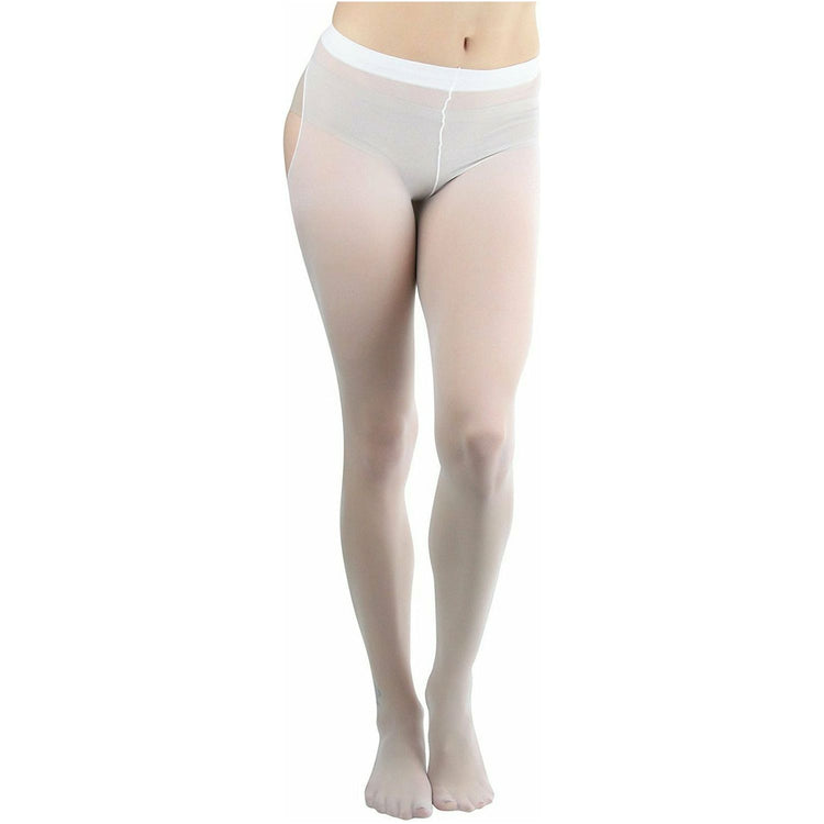 Women's Backseam String Back Sheer White Pantyhose
