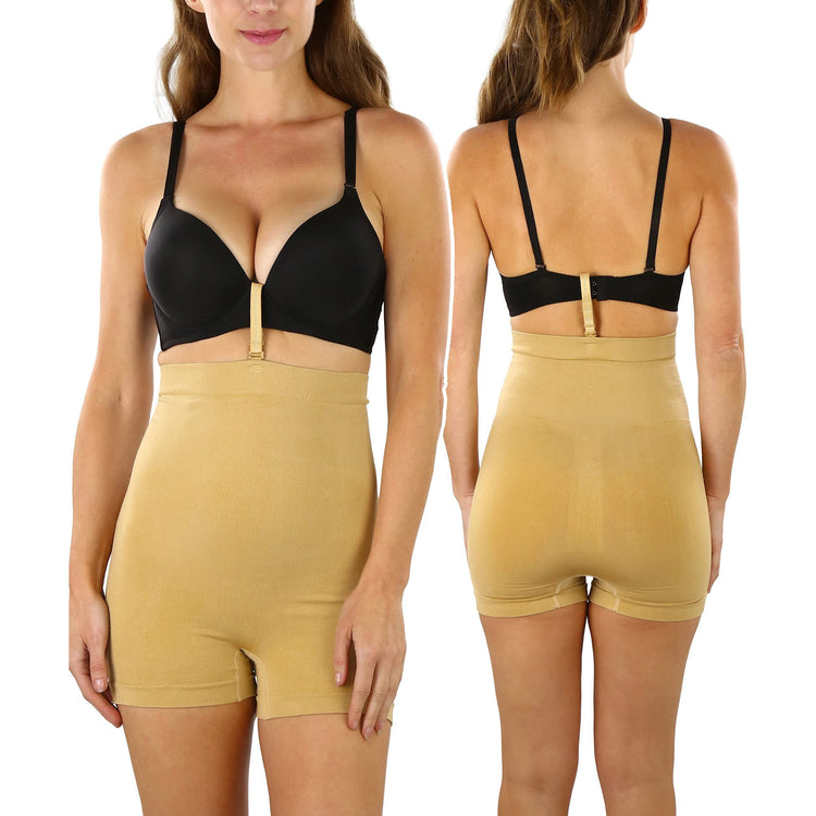 Women's High-Waisted Boyshort Shaper w/Bra Strap