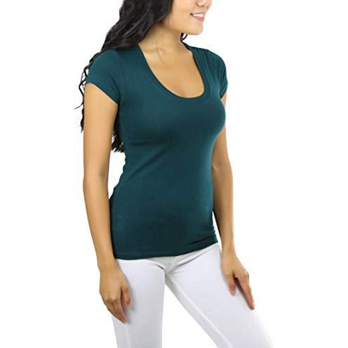 Women's Slim Fit Scoop Neck Short Sleeve Longline Tee