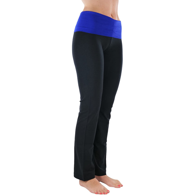 Women's Elastic Exercise Sweatpants w/Fold-Over Waistband