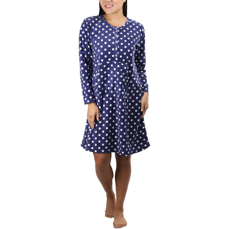 Women's Cozy Fleece Pajama Long Sleeve Nightgown