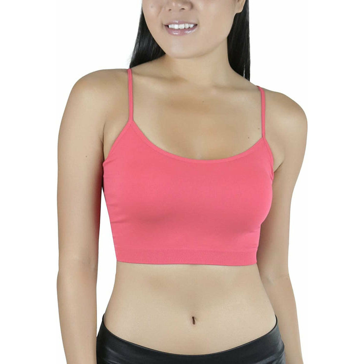 ToBeInStyle Women's Spaghetti Cami Top Basic Bralette w/o Padding or Underwire