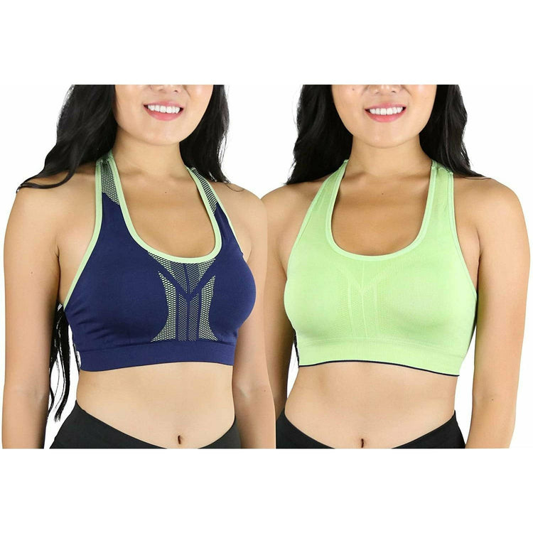 Women's Single or Pack of 3 Reversible Double Layered Compression Sports Bras
