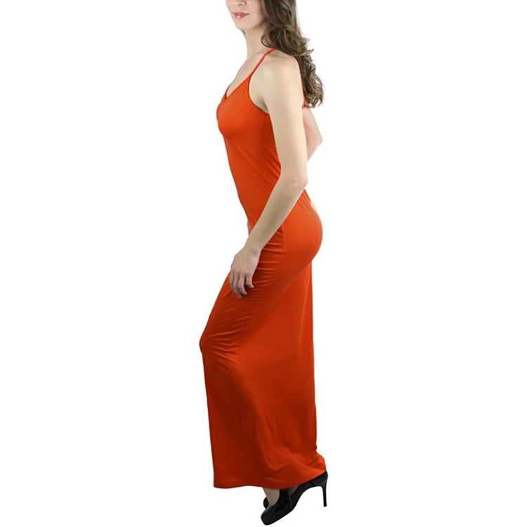 ToBeInStyle Women's Thin Strap Racerback V-Neck Maxi Dress
