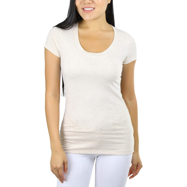 Women's Slim Fit Scoop Neck Short Sleeve Longline Tee