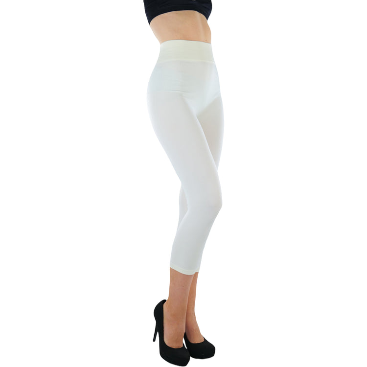 Women’s Capri Length Wide Waistband Seamless Lightweight Stretch Leggings