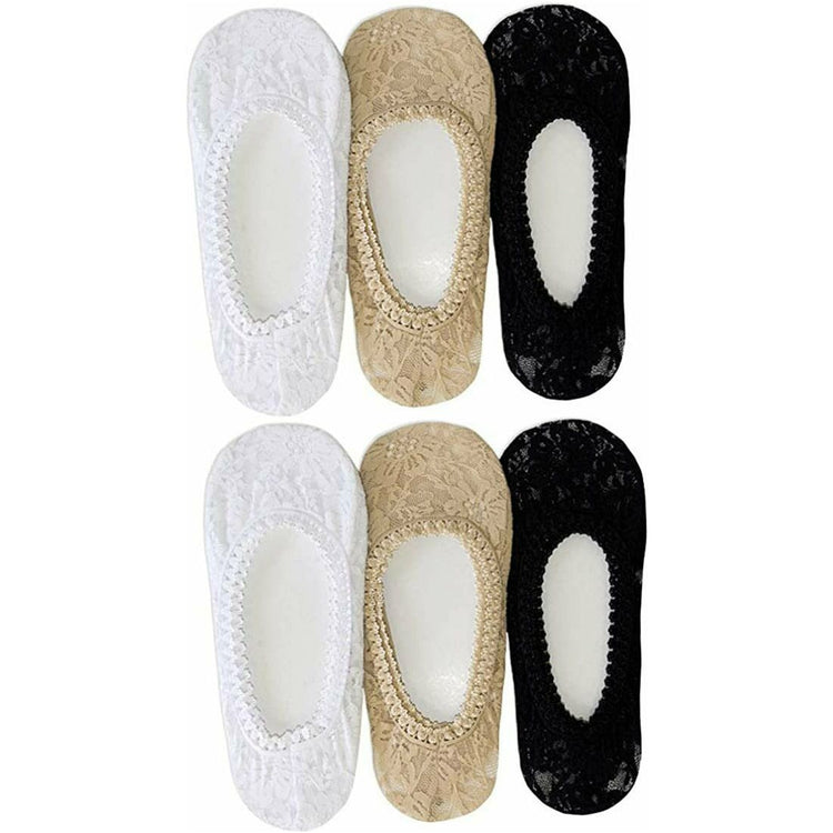 ToBeInStyle Women's Pack of 6 Floral Sheer Shoe Liner Footie
