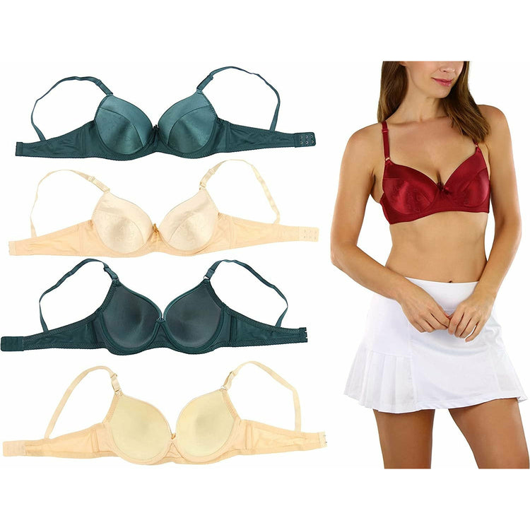 ToBeInStyle Women's Pack of 6 Padded Underwire Silky Smooth Bras w/ Half Cup Heart Design
