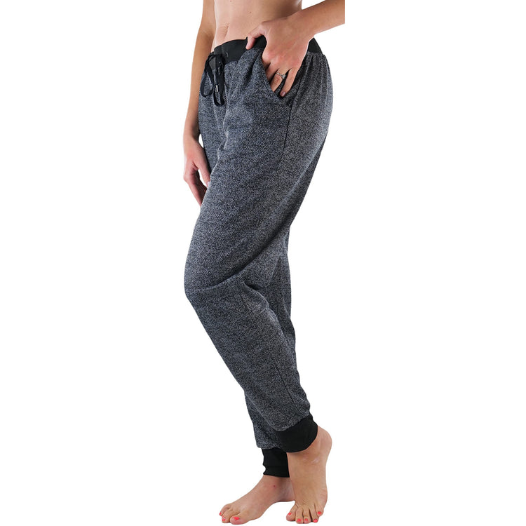 Women's Marled Print French Terry Jogger Pants with Cuff Ends