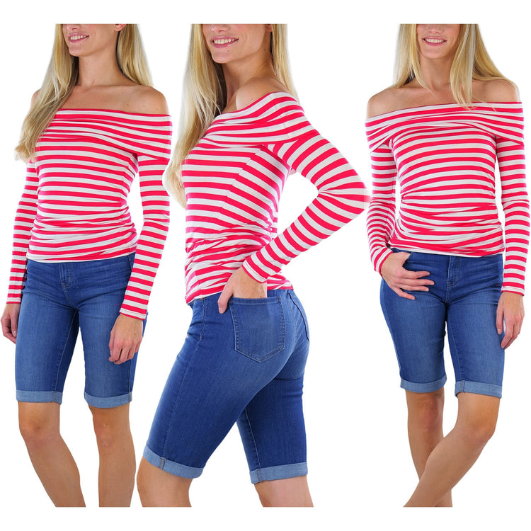 Women's Striped Off-The-Shoulder Top