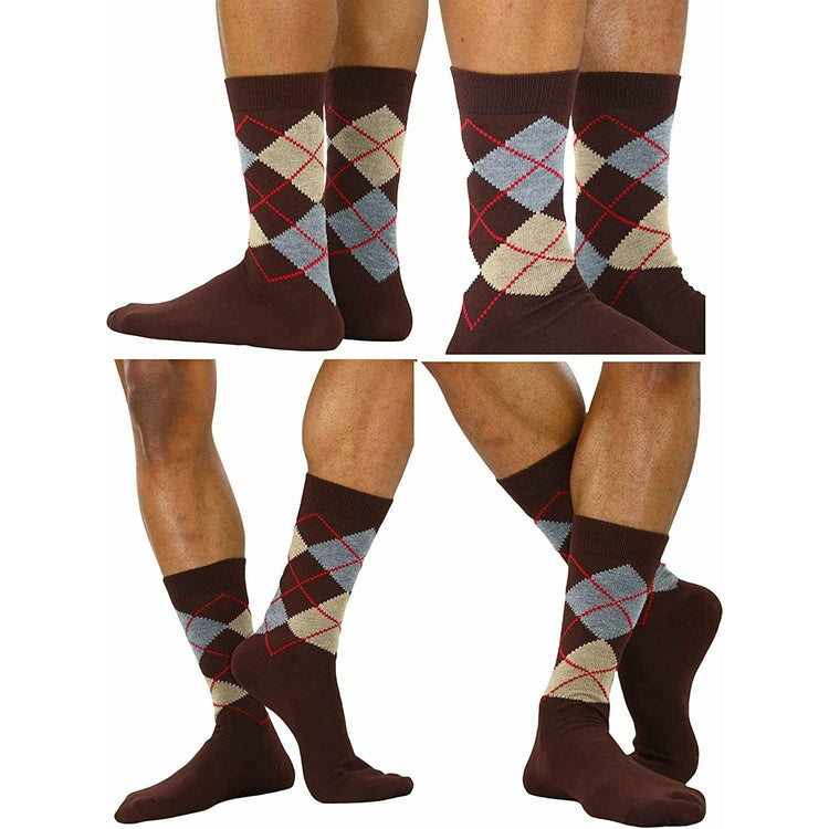 ToBeInStyle Men's Pack of 6 Solid Color and Patterned Dress Socks