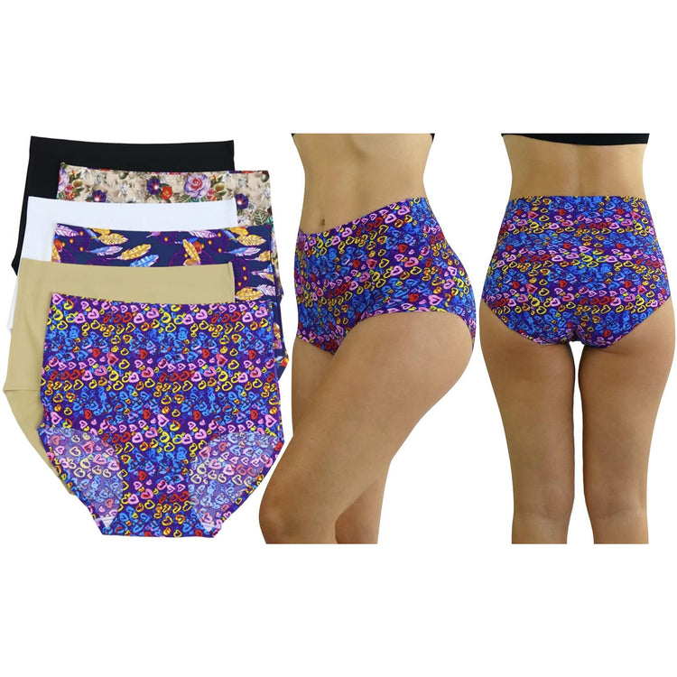 Women's Pack of 6 High Waisted Seamless Laser Cut Panty Briefs