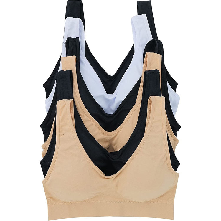 Women's Pack of 6 Padded Double Scoop Comfort Lounging Bras