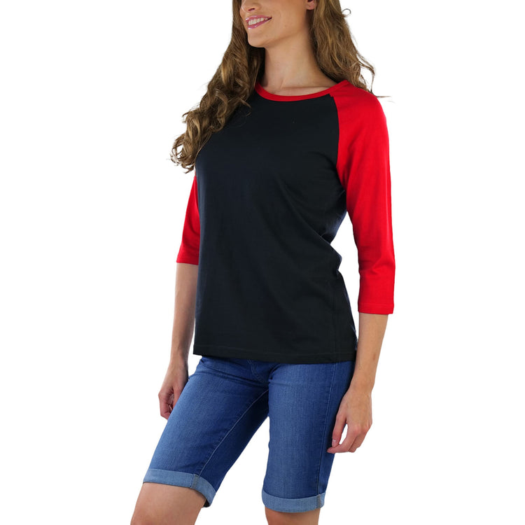 Women's Classic Two Color Cotton Baseball T-Shirts