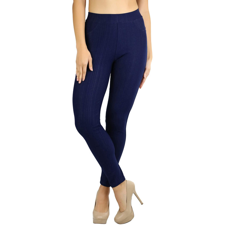 Women's Denim Like Skinny Fit Stretch Jeggings Pants