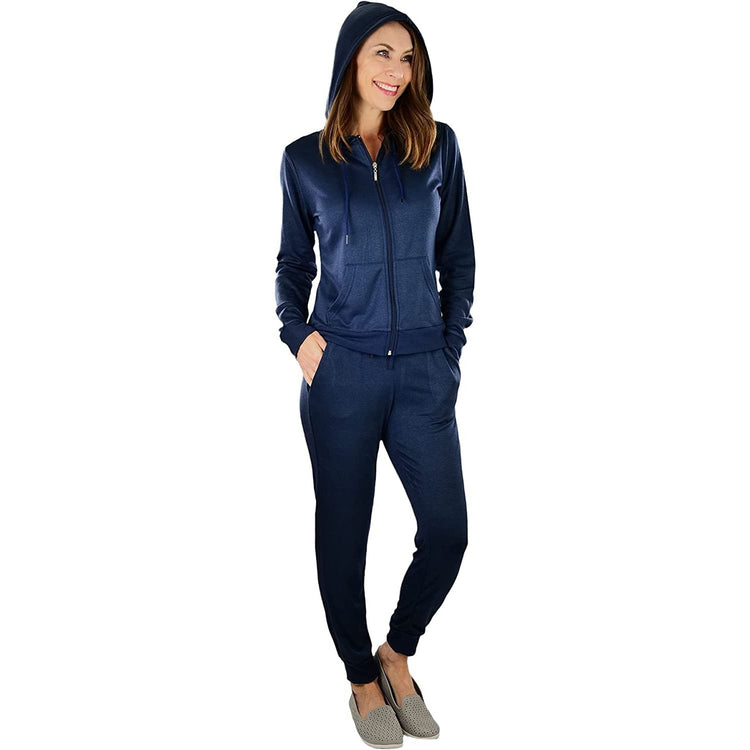ToBeInStyle Women's French Terry Lightweight Hooded Jacket & Pants