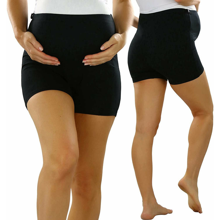 ToBeInStyle Women's Pack of 2 High Waisted Over The Bump Maternity Underwear Layering Shorts
