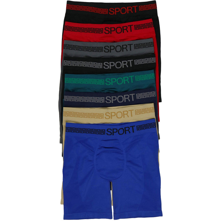 ToBeInStyle Men's Pack of 6 Waistband Design Long Leg Boxers