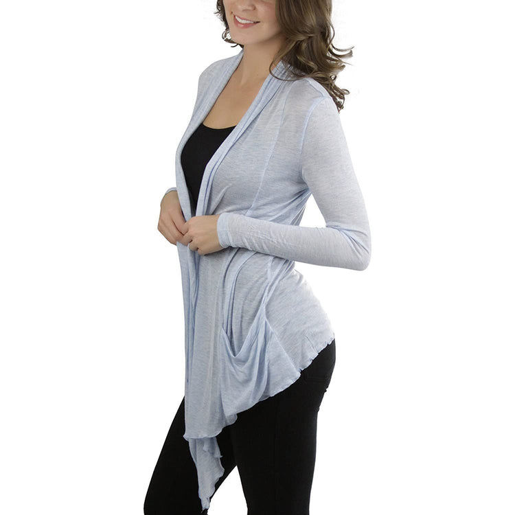 ToBeInStyle Women's Long Sleeve Open Front Lightweight Cardigan