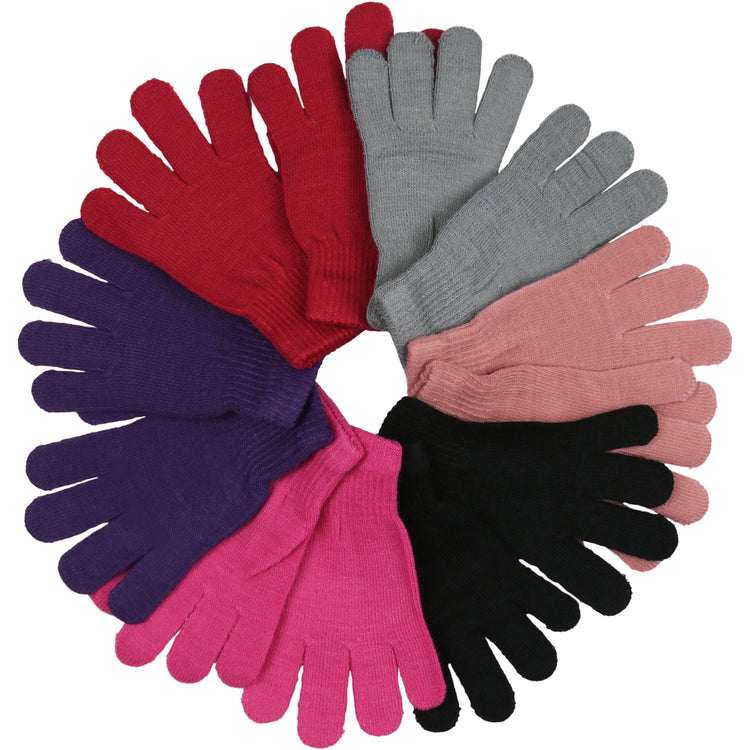 Women's 6 Pairs of Acrylic Stretchy Fuzzy Everyday Winter Gloves