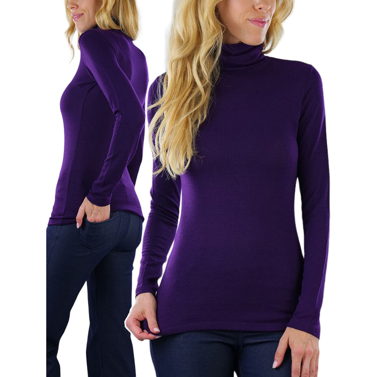 ToBeInStyle Women's Relaxed fit Long Sleeve Soft and Stretchy Turtleneck Shirt