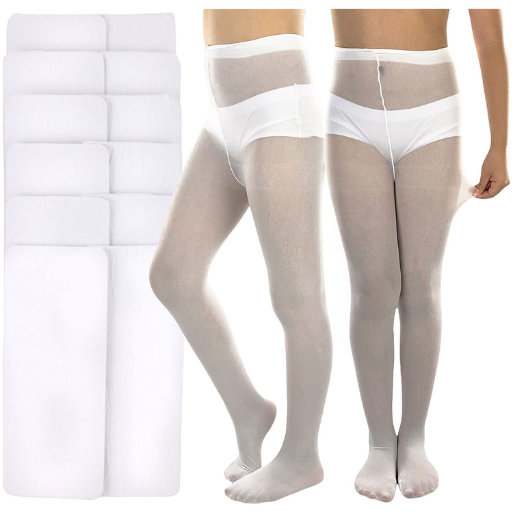 Girls to Junior Pack of 6 Opaque Nylon Tights Pantyhose Age: 1-12 Years Old