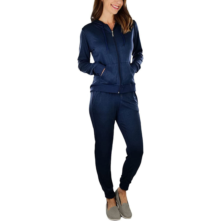 ToBeInStyle Women's French Terry Lightweight Hooded Jacket & Pants