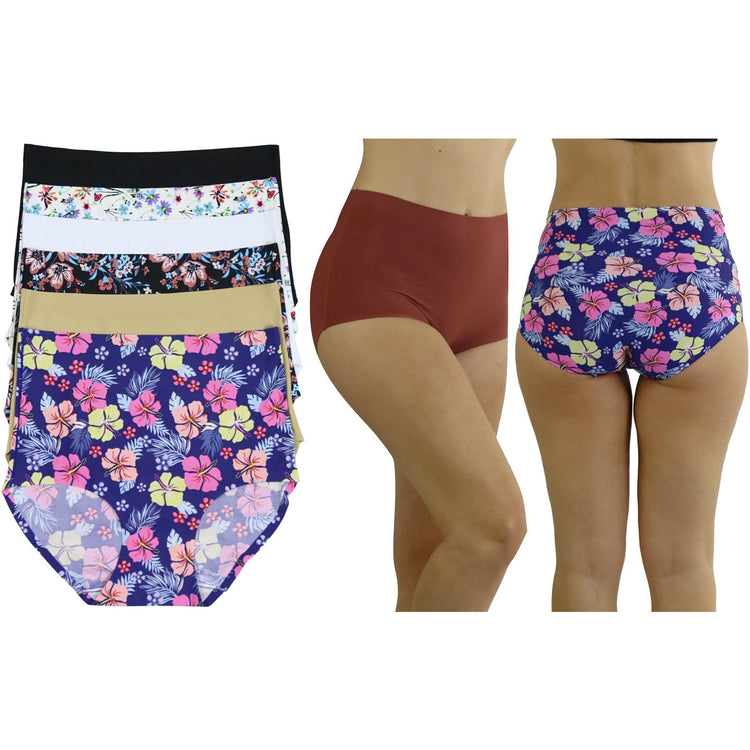 Women's Pack of 6 High Waisted Seamless Laser Cut Panty Briefs
